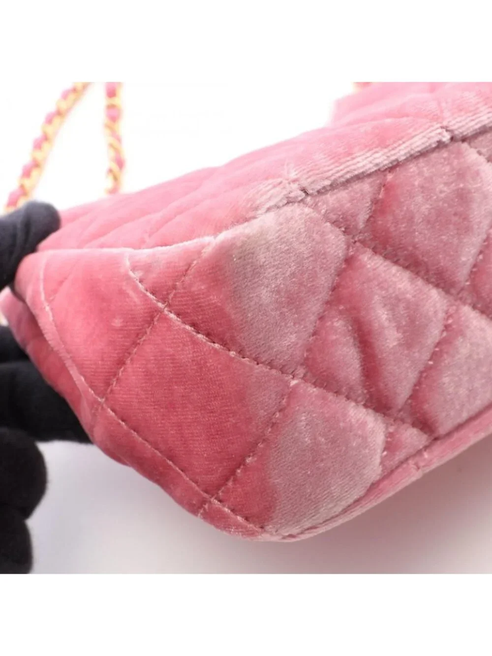 Chanel Shoulder Bag Quilted Small Hobo Pink Fabric Leather
